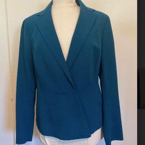 Akris teal blazer with snap front sz 12